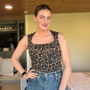 Maeve Animal Print Tank Top - Black and Brown